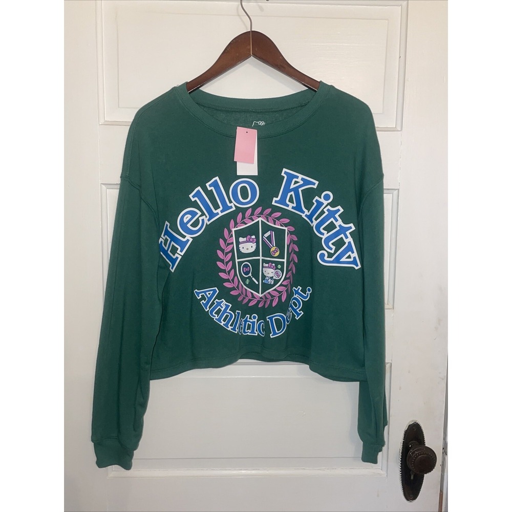 Hello Kitty Cropped Sweatshirt Dark Green